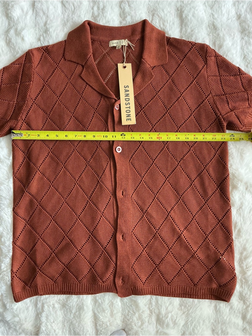 AND Men's Rust Open-Collar Short-Sleeve Button Shirt - Picture 3 of 9